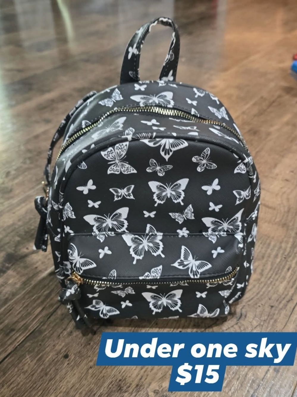 Under One Sky Black and White Butterfly Mini Backpack
